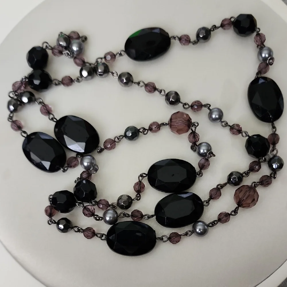 Extra Long Beaded Multi Color Man Made Materials Necklace Previously Loved